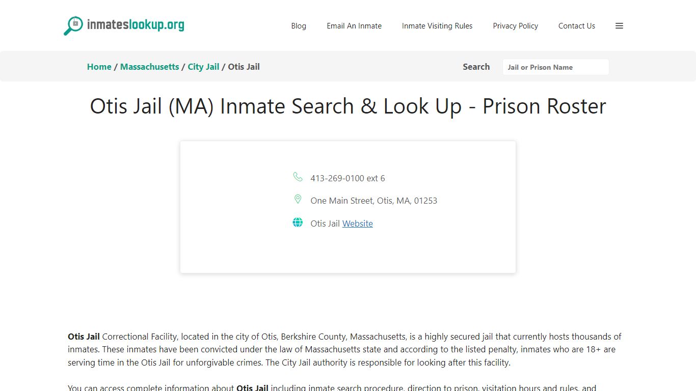 Otis Jail (MA) Inmate Search & Look Up - Prison Roster